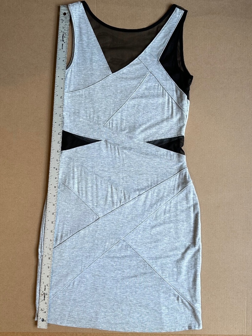 Factory by Erik Hart Grey Mesh Cutout Bodycon Mini Dress Size S - Picture 5 of 7